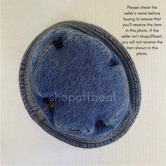 NEW Ganni Logo Organic Cotton Denim Bucket Hat XS/S main image 14